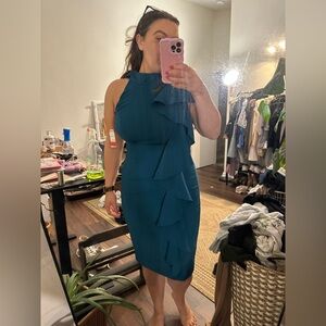 Elegant Teal Ruffle Dress